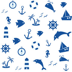 Nautical seamless pattern, vector illustration