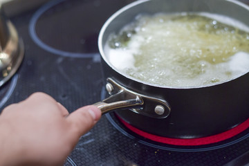 Spaghetti boiling in water