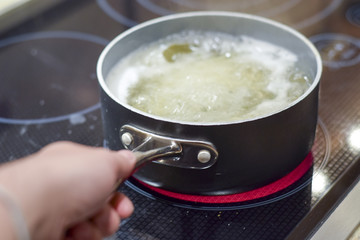 Spaghetti boiling in water