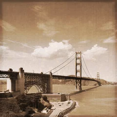 Fotobehang San Francisco - Golden gate (Old photo effect) © Brad Pict