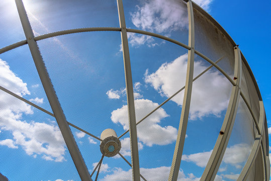 Satellite Dish Subreflector Seen Through Dish Reflector - Landscape - Aligned Left
