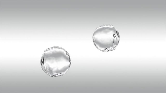 Animated colliding two water droplets in super slow motion and in 4k. Mask included.