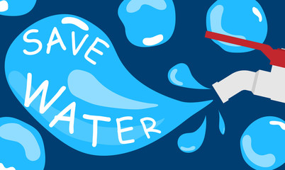 Faucets saving water concept banner flat vector