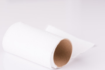 Tissue roll paper on white background