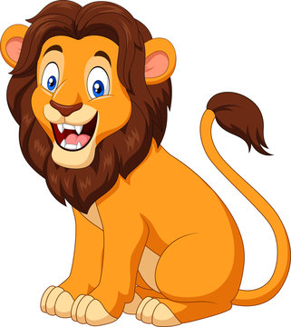 Cartoon happy lion sitting