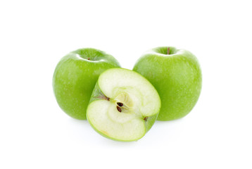 green apple on white background