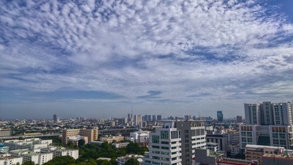 Fototapeta na wymiar City view in my office from 16 floor ,Bangkok Thailand.I made photugraph on 13 June 2017. 