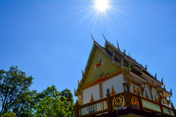 Thai temple with blue sky
