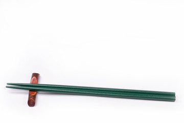 Chopsticks or  equipment for eating is placed