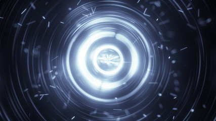 Concentric circles and particles abstract futuristic background