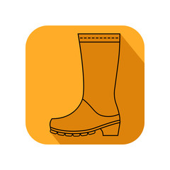 Rubber boots, protective shoes. Flat color icon or object of clothing to design. Illustration