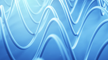 Blue spiral curves abstract 3D render