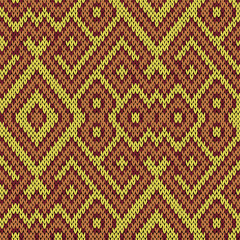 Knitting seamless pattern in warm colors