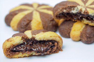 Chocolate cream filled biscuits