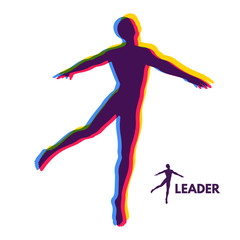 Fototapeta na wymiar Leadership concept. Personal and Career Growth. Start Up Business Concept. Beginning of Business Ideas. Silhouettes of men. Vector Illustration.