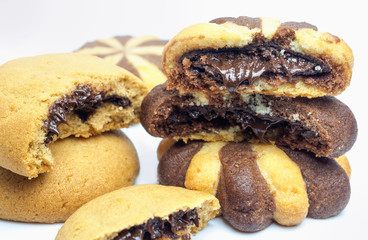 Chocolate cream filled biscuits