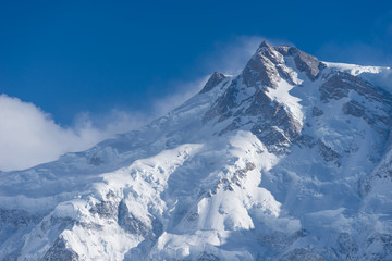 East peak of Nanga Parbat mountain massif, Chilas, Himalaya mountains range in Gilgit Baltistan, Pakistan, Asia
