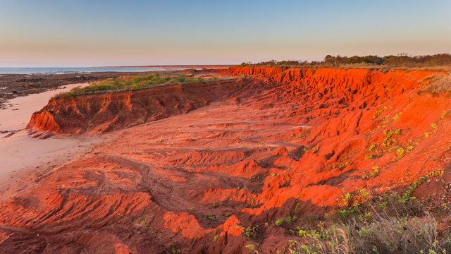 Red Pindan Cliffs At Sunset, James Price Point, Western Australia