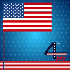 Design postcard for American celebration Independence day with flags