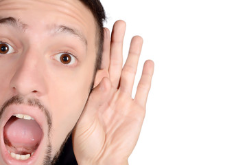 Fototapeta premium Man listening something.