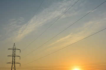 Electric post with sunset sky