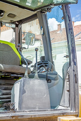 Excavator cabin, Control board, Machinery joystick for hydraulic system