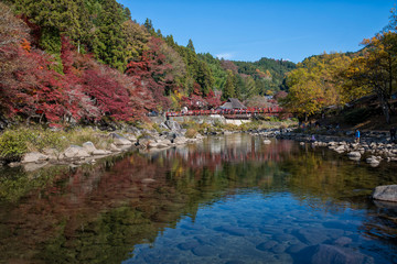 Fototapeta na wymiar Korankei and Tomoe river in autumn season.