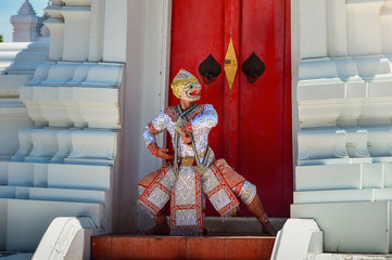 The pantomime (Khon) festival candles,Thai traditional dance of the Ramayana epic drama art,Thailand