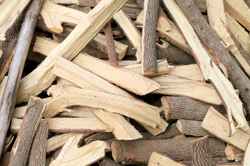 Much Plenty of firewood for the fireplace in a pile, Lumber from tamarind tree.