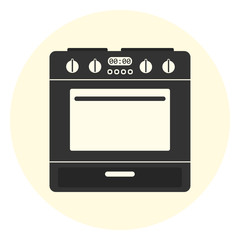 Fototapeta premium Black flat oven icon, kitchen equipment, cooking stove, appliance symbol