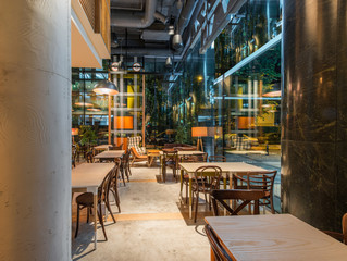 Restaurant interior in the night
