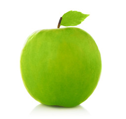 Green apple on white