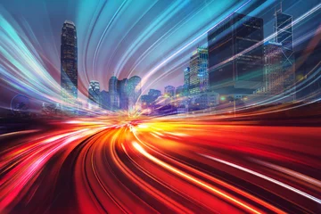 Selbstklebende Fototapete Autobahn in der Nacht Abstrakter Hintergrund für die Bewegungsgeschwindigkeitsbeleuchtung