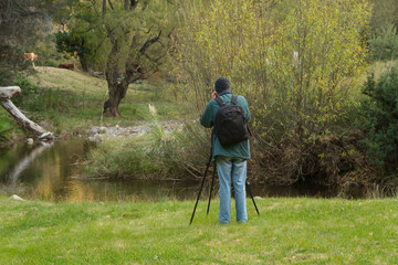 Photographer shooting in autumn