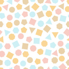 Seamless  geometric pattern with multicolored geometric elements for tissue and postcards.  Hipsters modern color background. Vector illustration
