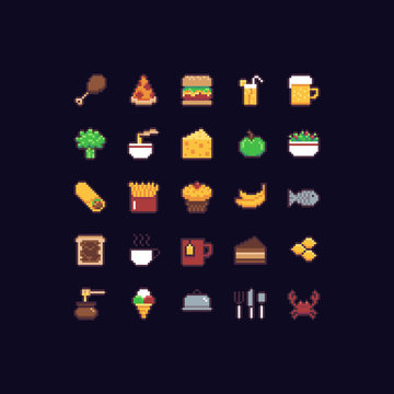 Pixel Art Food Icons