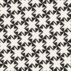Seamless black and white cross lattice pattern. Abstract geometric tiling mosaic. Stylish background design