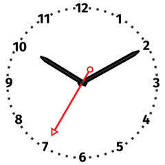 Vector illustration of mechanical clock. Clock face on white background.
