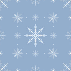 Fototapeta na wymiar Snowflake. Christmas seamless pattern. Winter vector background 