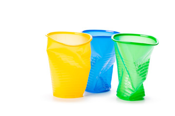 plastic cups isolated on white background