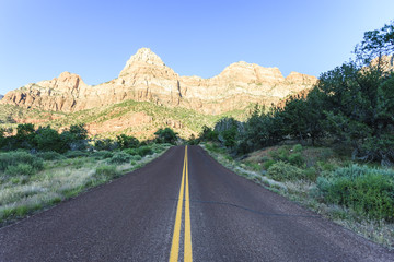 Mountain with blue sky at Zion national park