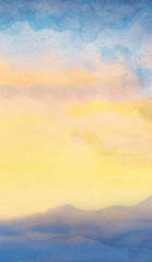 Naklejka premium Watercolor seascape. Sunset