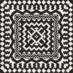 Black and white tribal vector seamless pattern with doodle elements. Aztec abstract art print. Ethnic ornamental hand drawn backdrop.