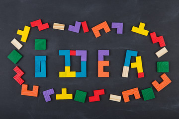 Business creative solution concept jigsaw on the blackboard