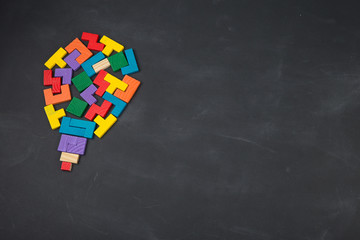 Business creative solution concept jigsaw on the blackboard