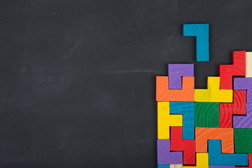 Business creative solution concept jigsaw on the blackboard