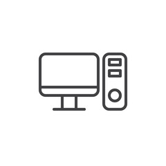 Desktop computer line icon, outline vector sign, linear style pictogram isolated on white. Symbol, logo illustration. Editable stroke. Pixel perfect