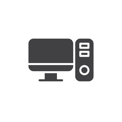 Desktop computer icon vector, filled flat sign, solid pictogram isolated on white. Symbol, logo illustration. Pixel perfect