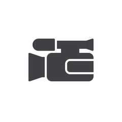 Video camera icon vector, filled flat sign, solid pictogram isolated on white. Camcorder symbol, logo illustration. Pixel perfect