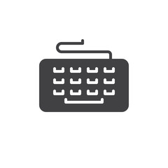 Typing keyboard icon vector, filled flat sign, solid pictogram isolated on white. Symbol, logo illustration. Pixel perfect